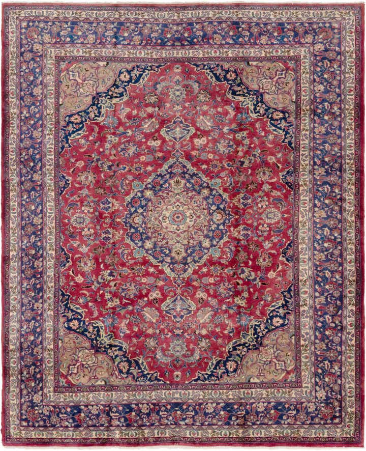 9' 9 x 12' 6 Hand Knotted Mashad Persian Wool Rug