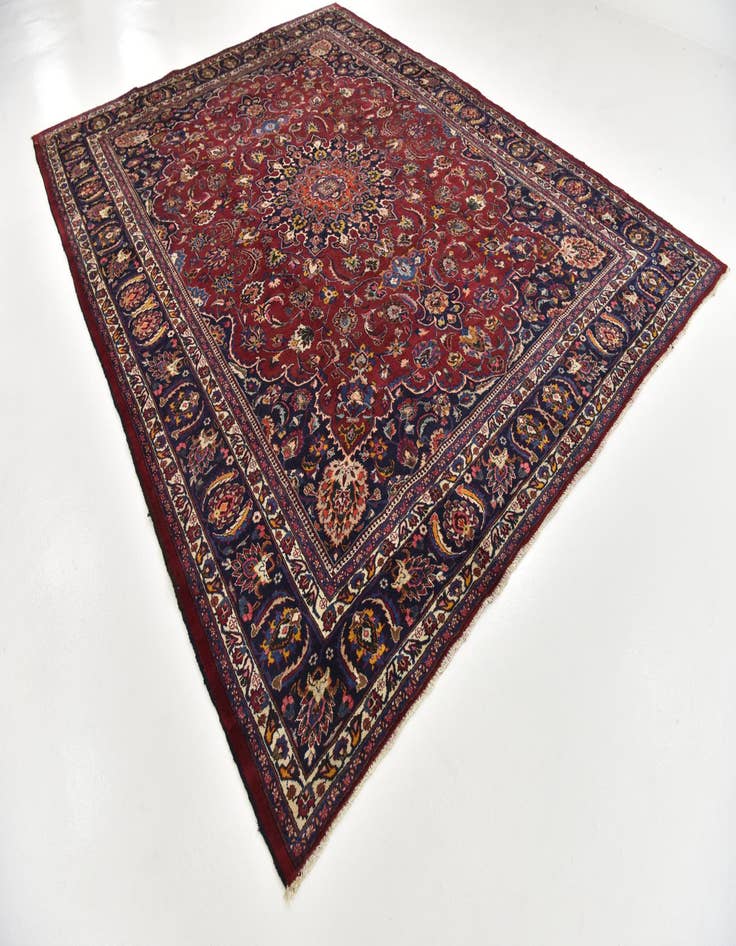 Detail image of 9' 9 x 12' 7  Hand Knotted Mashad Persian Wool Rug