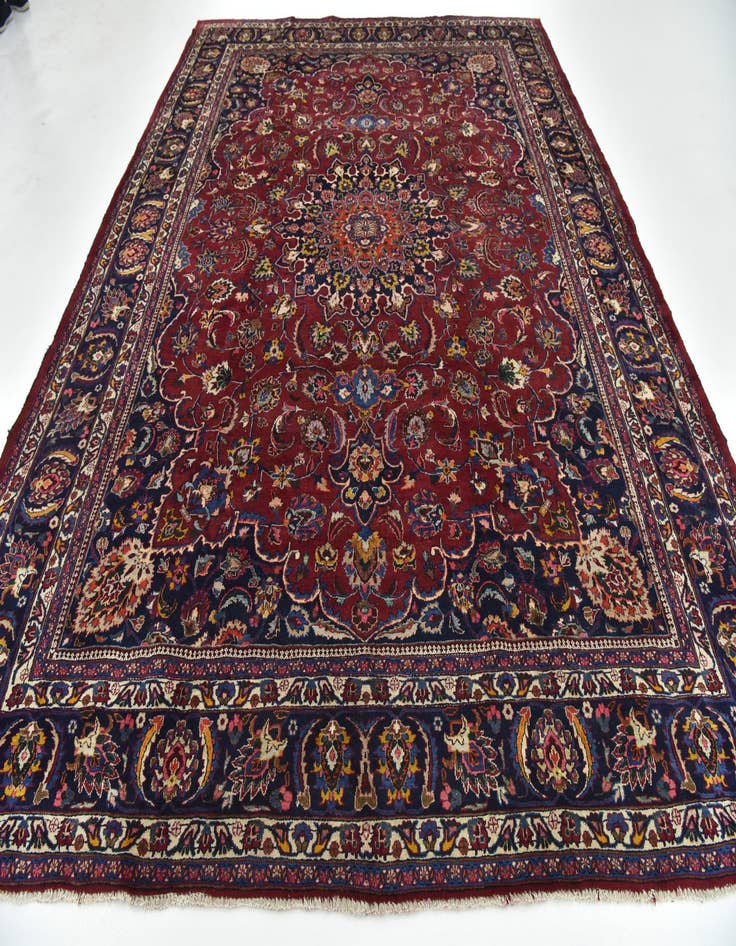 Detail image of 9' 9 x 12' 7  Hand Knotted Mashad Persian Wool Rug