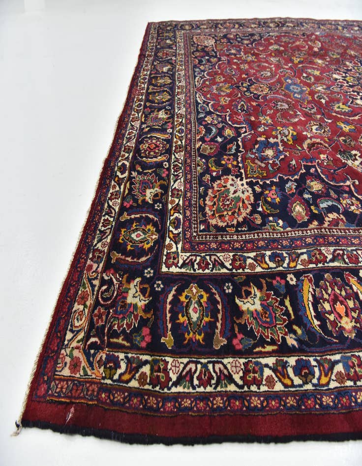 Detail image of 9' 9 x 12' 7  Hand Knotted Mashad Persian Wool Rug