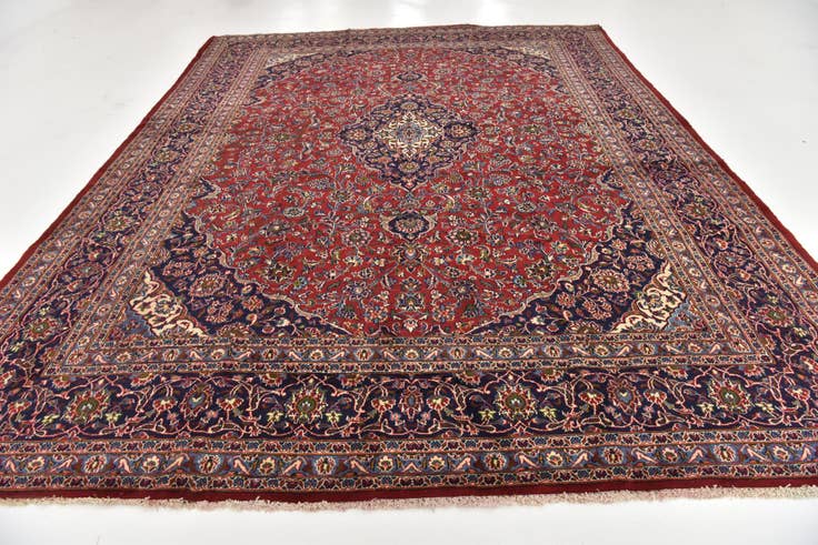 Detail image of 9' 8 x 12' 8 Hand Knotted Mashad Persian Wool Rug