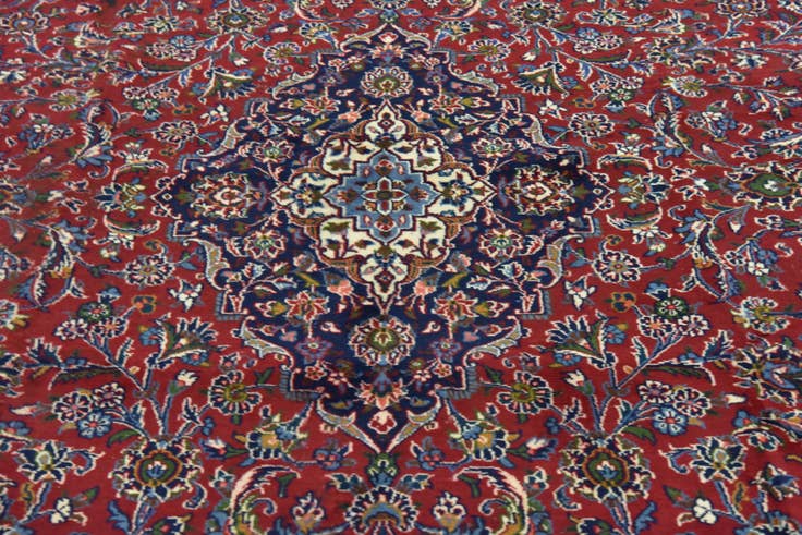 Detail image of 9' 8 x 12' 8 Hand Knotted Mashad Persian Wool Rug