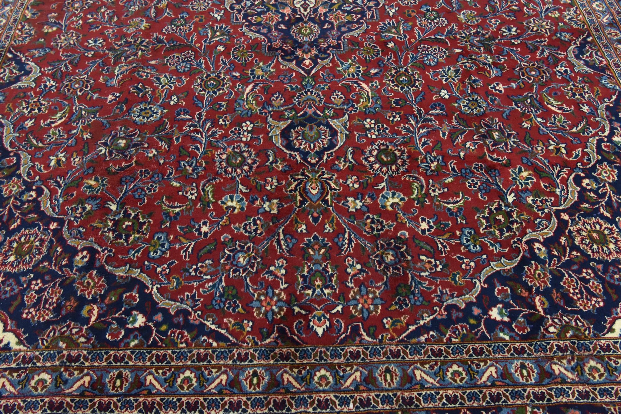 9' 8 x 12' 8 Hand Knotted Mashad Persian Wool Rug