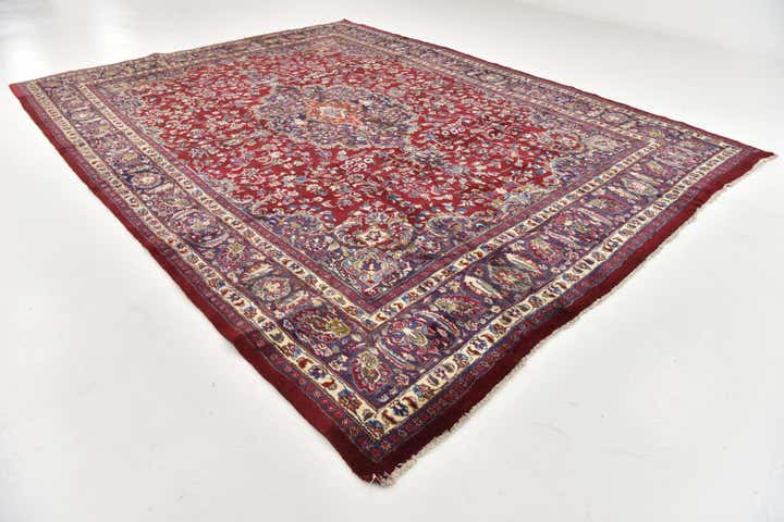 9' 7 x 12' 7 Hand Knotted Mashad Persian Wool Rug