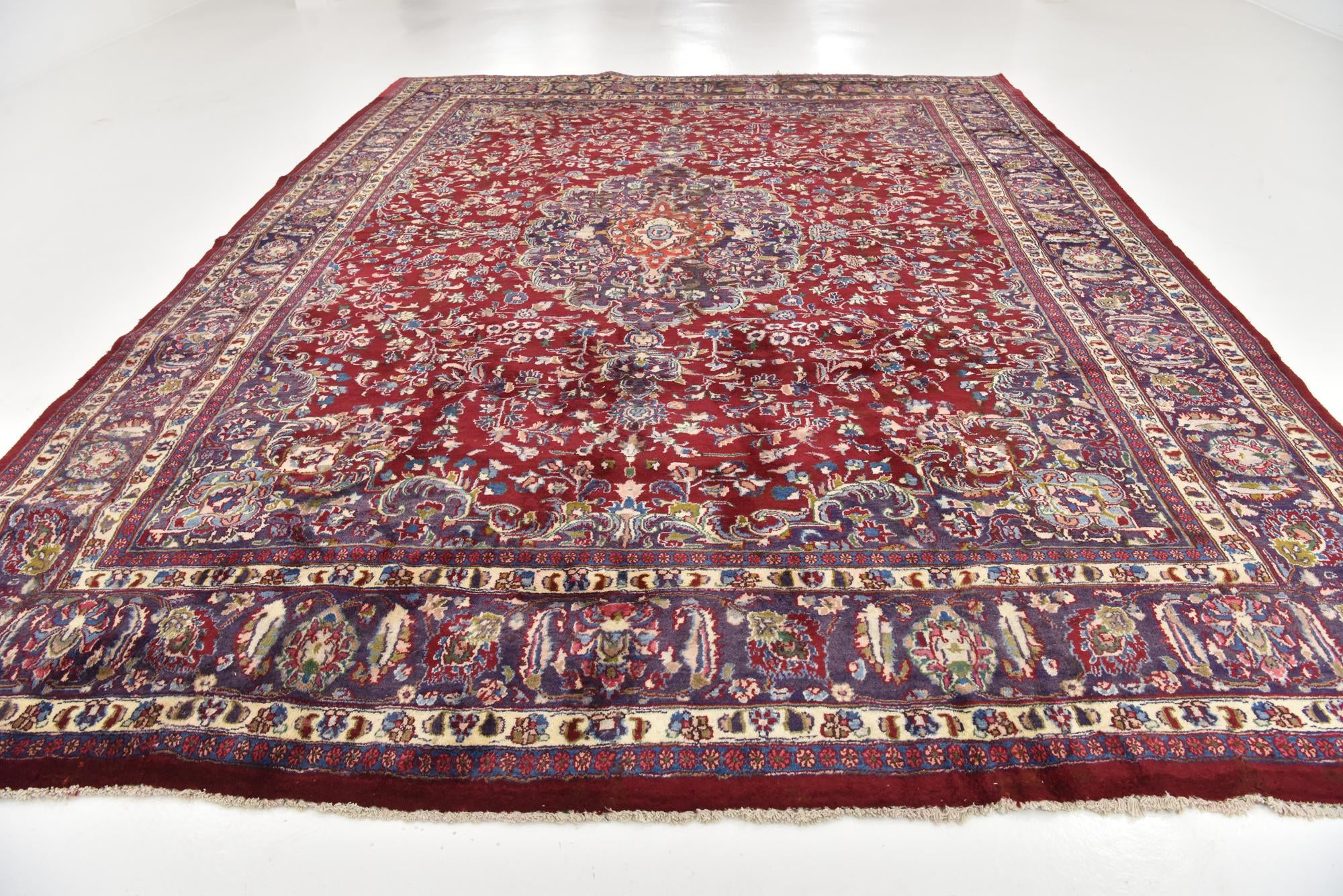 290cm x 385cm anudado a mano Mashad Alfombra Persa Lana
