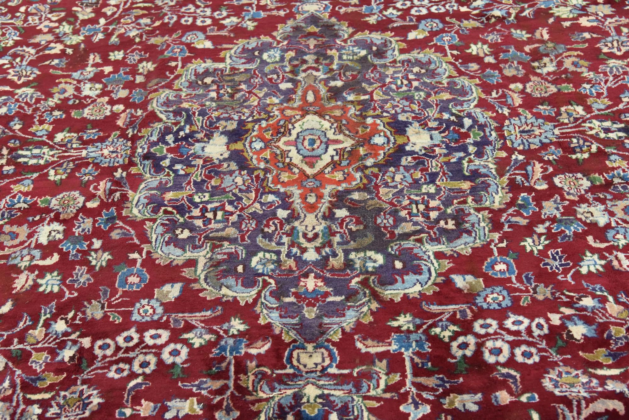 290cm x 385cm anudado a mano Mashad Alfombra Persa Lana