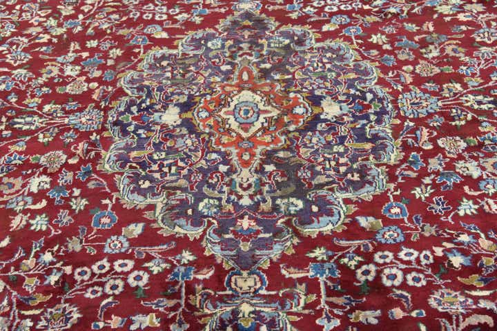 9' 7 x 12' 7 Hand Knotted Mashad Persian Wool Rug