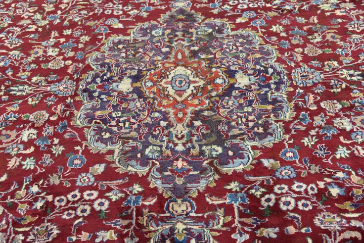 Detail image of 9' 7 x 12' 7 Hand Knotted Mashad Persian Wool Rug