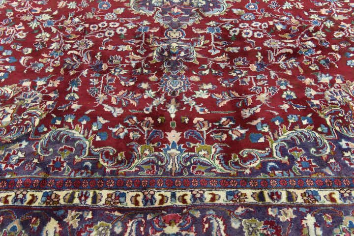 9' 7 x 12' 7 Hand Knotted Mashad Persian Wool Rug