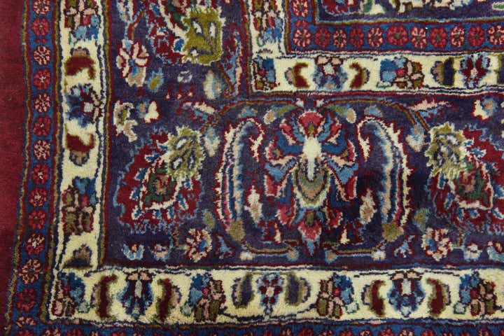 9' 7 x 12' 7 Hand Knotted Mashad Persian Wool Rug