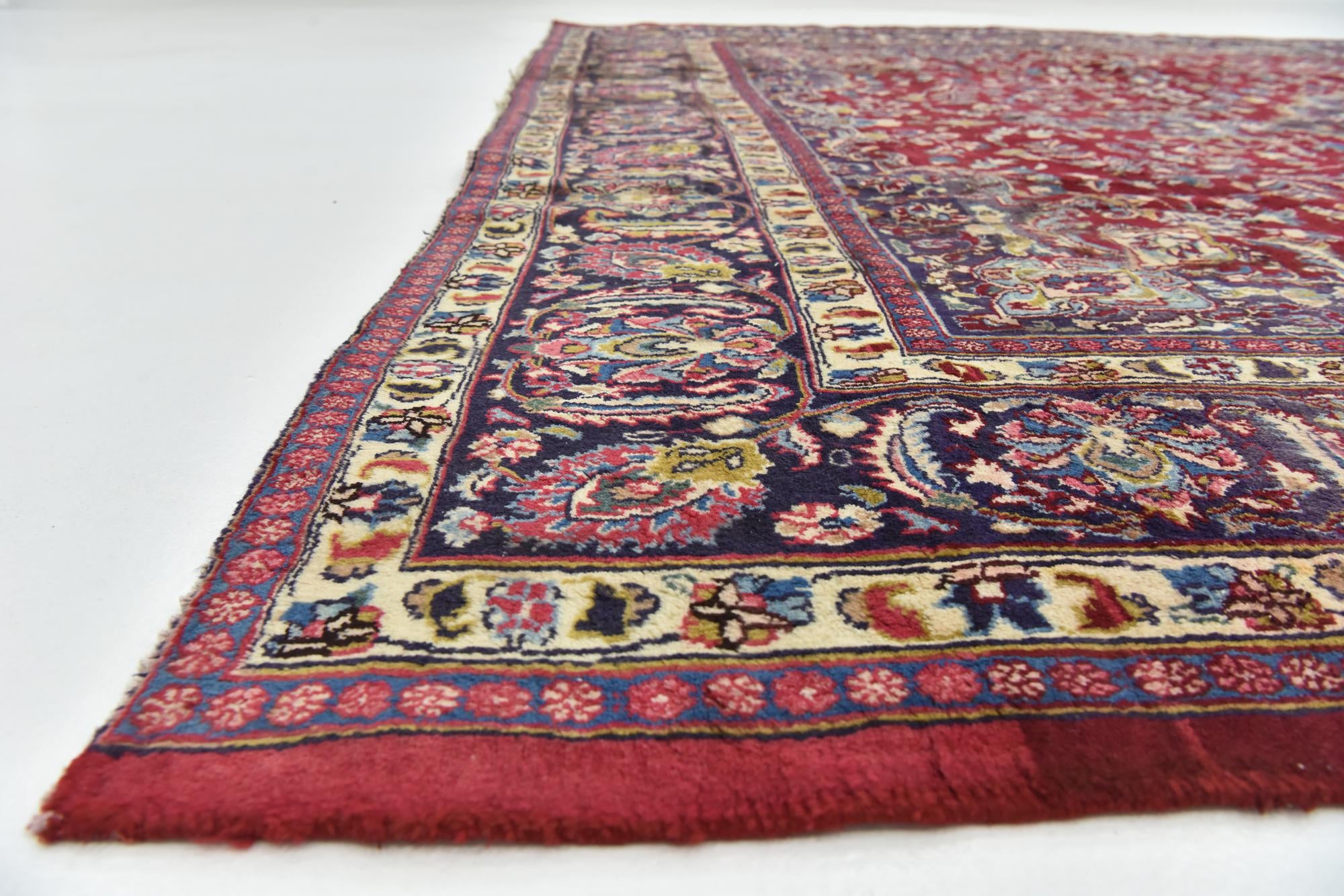 290cm x 385cm anudado a mano Mashad Alfombra Persa Lana