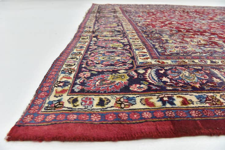 Detail image of 9' 7 x 12' 7 Hand Knotted Mashad Persian Wool Rug