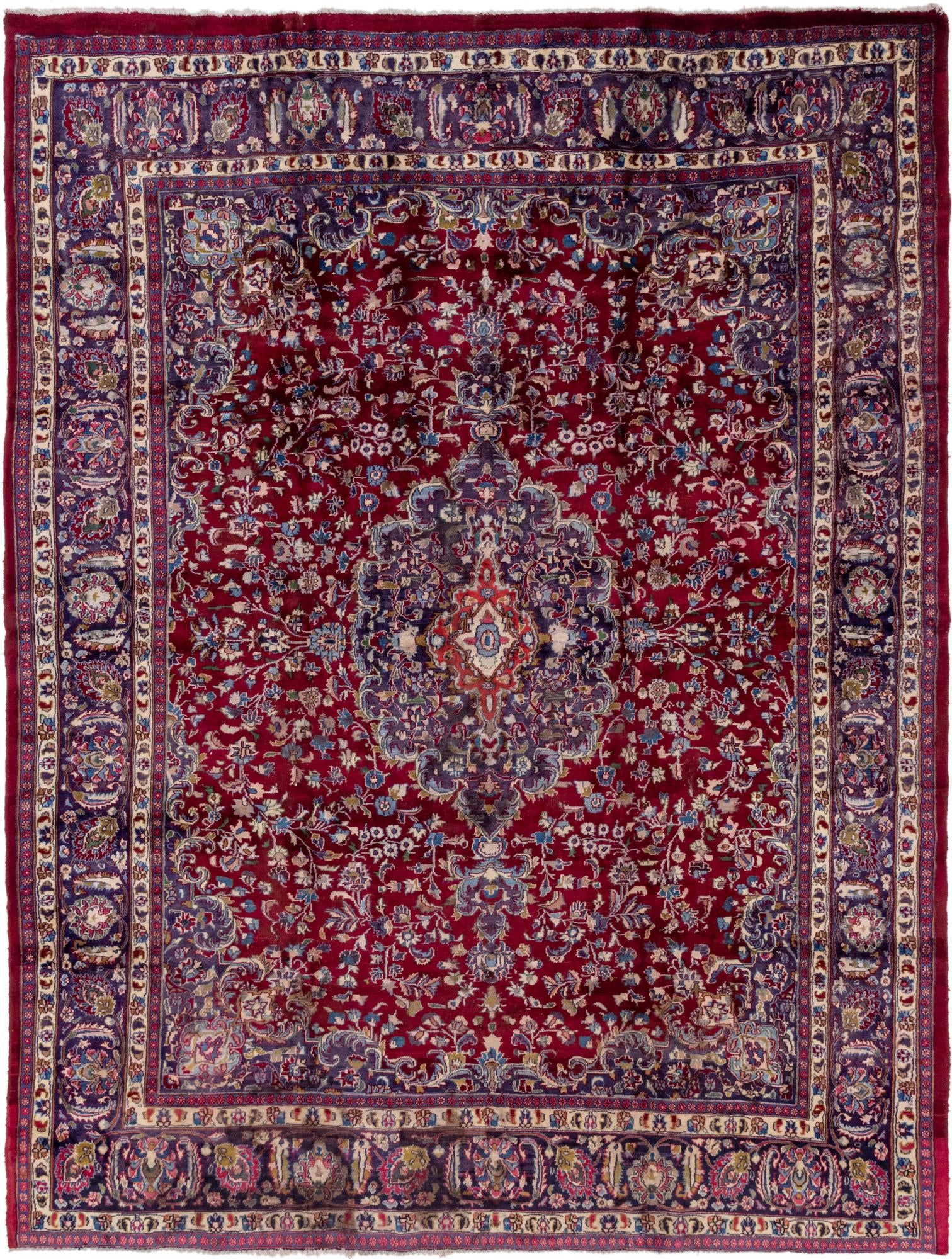 9' 7 x 12' 7 Hand Knotted Mashad Persian Wool Rug