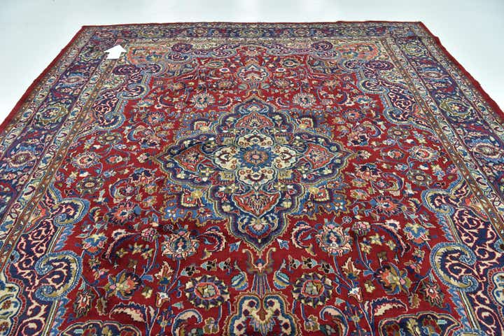 9' 9 x 12' 9 Hand Knotted Mashad Persian Wool Rug