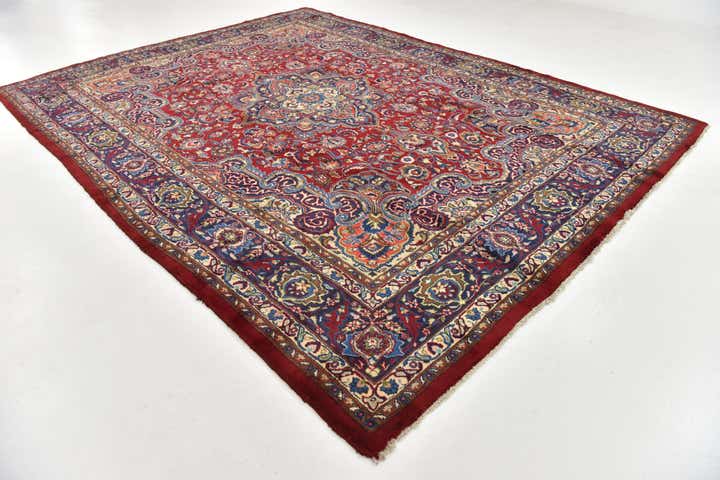 9' 9 x 12' 9 Hand Knotted Mashad Persian Wool Rug