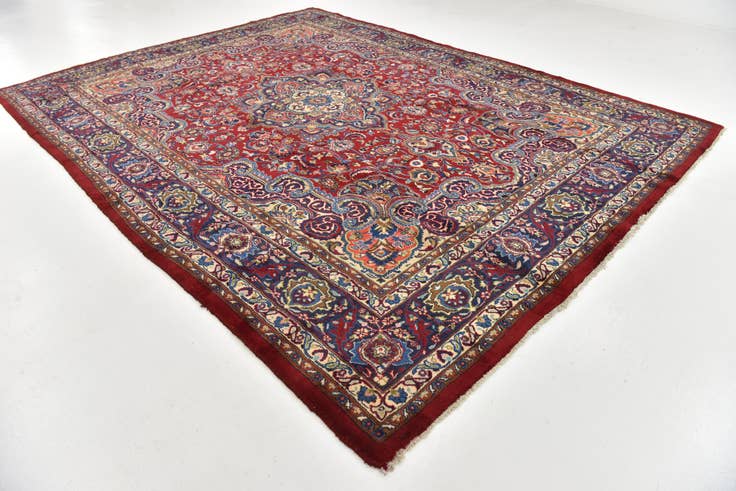 Detail image of 9' 9 x 12' 9 Hand Knotted Mashad Persian Wool Rug