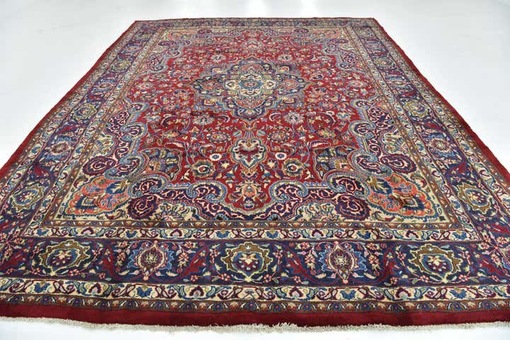 9' 9 x 12' 9 Hand Knotted Mashad Persian Wool Rug
