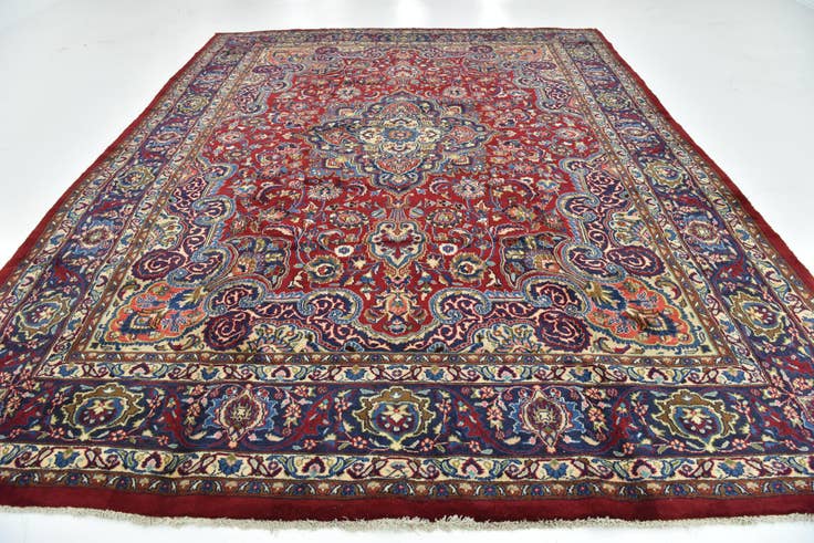 Detail image of 9' 9 x 12' 9 Hand Knotted Mashad Persian Wool Rug