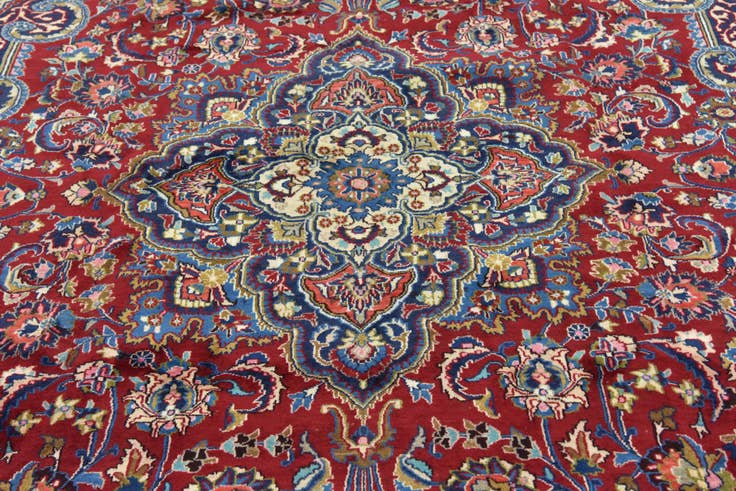 Detail image of 9' 9 x 12' 9 Hand Knotted Mashad Persian Wool Rug