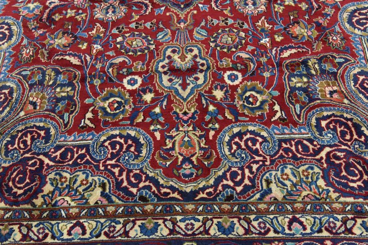 Detail image of 9' 9 x 12' 9 Hand Knotted Mashad Persian Wool Rug