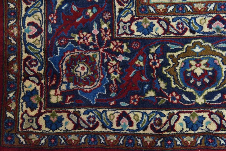 Detail image of 9' 9 x 12' 9 Hand Knotted Mashad Persian Wool Rug