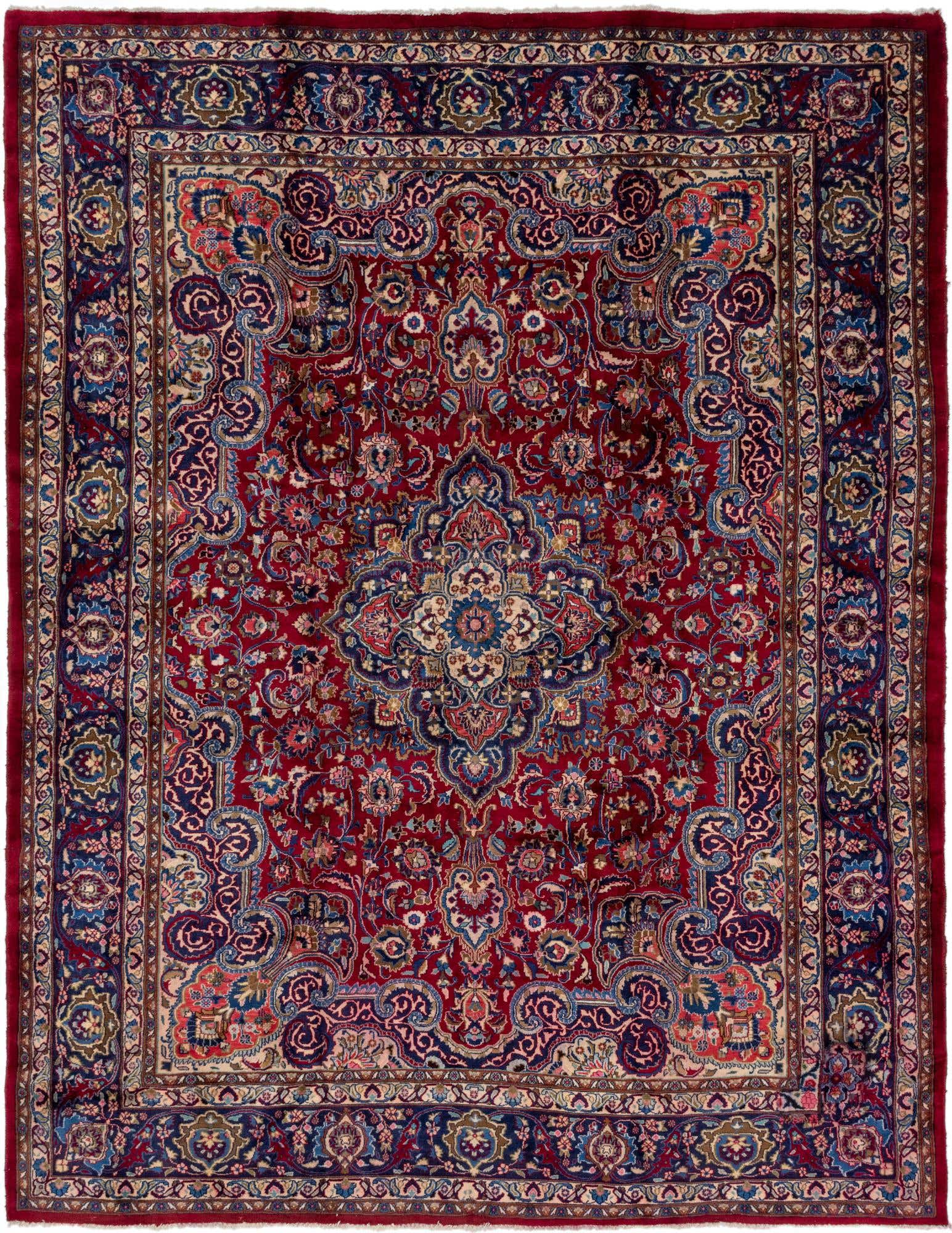 9' 9 x 12' 9 Hand Knotted Mashad Persian Wool Rug
