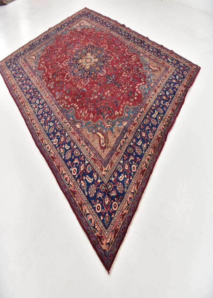 9' 8 x 12' 6 Hand Knotted Mashad Persian Wool Rug
