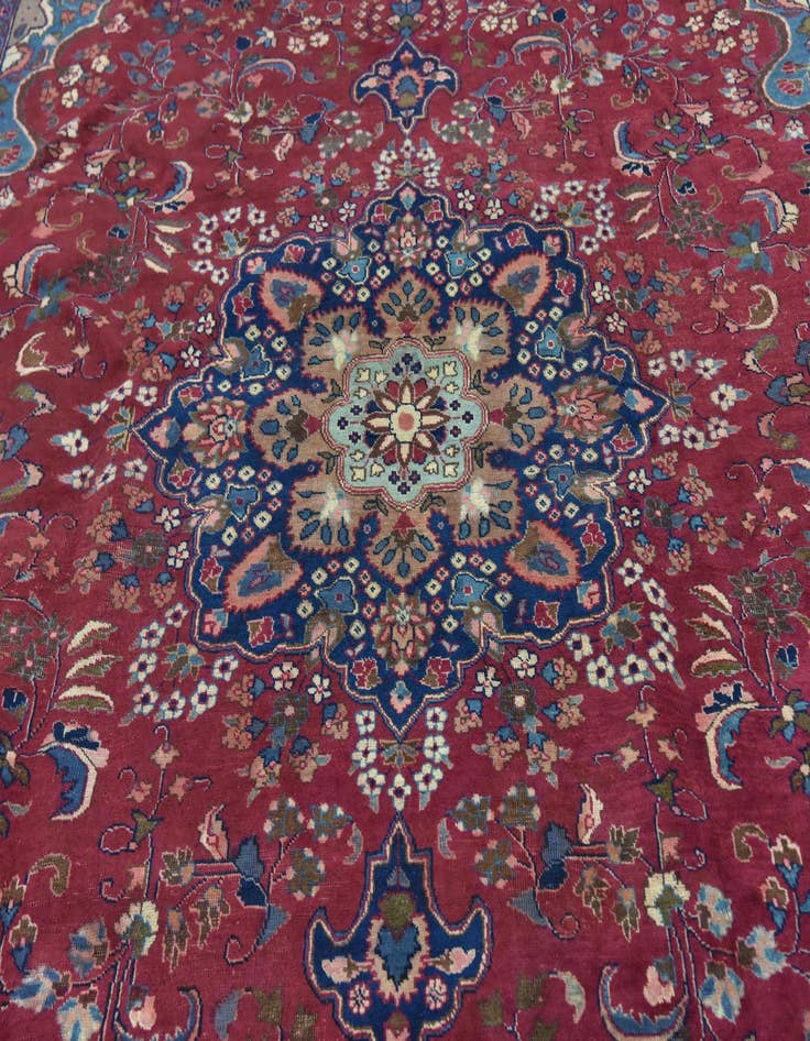 Detail image of 9' 8 x 12' 6 Hand Knotted Mashad Persian Wool Rug