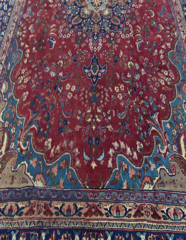 Detail image of 9' 8 x 12' 6 Hand Knotted Mashad Persian Wool Rug
