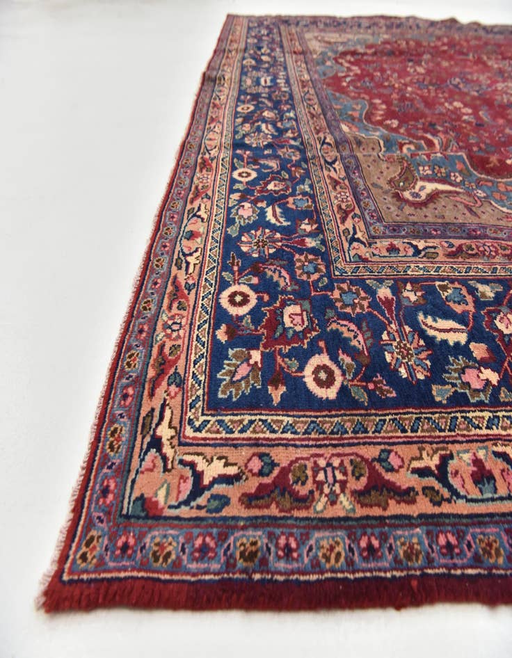 Detail image of 9' 8 x 12' 6 Hand Knotted Mashad Persian Wool Rug