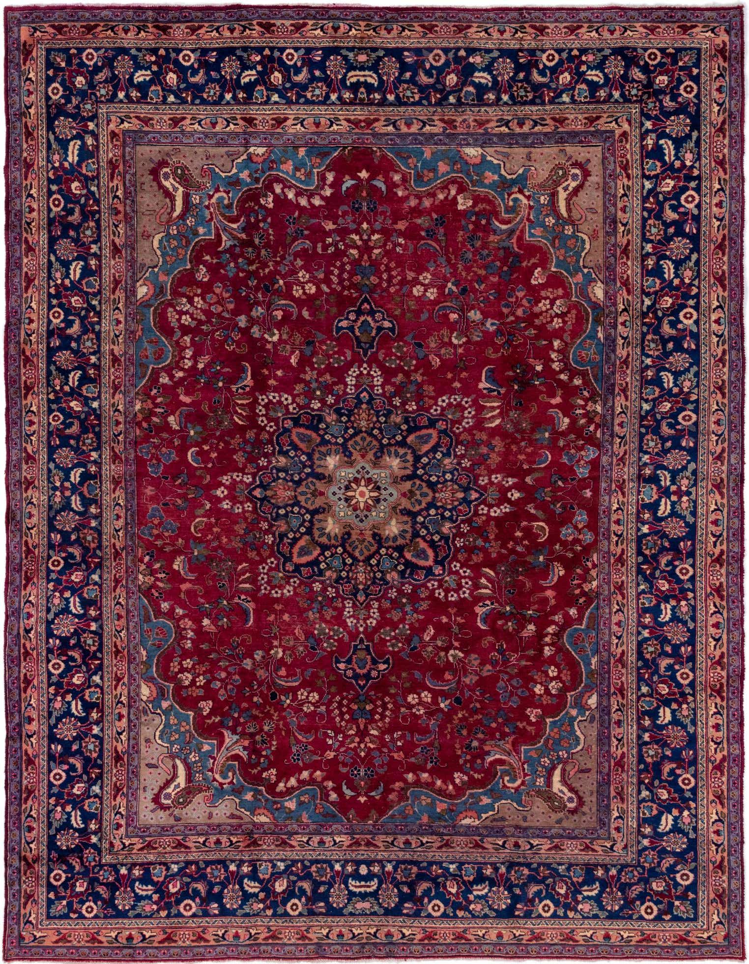 9' 8 x 12' 6 Hand Knotted Mashad Persian Wool Rug