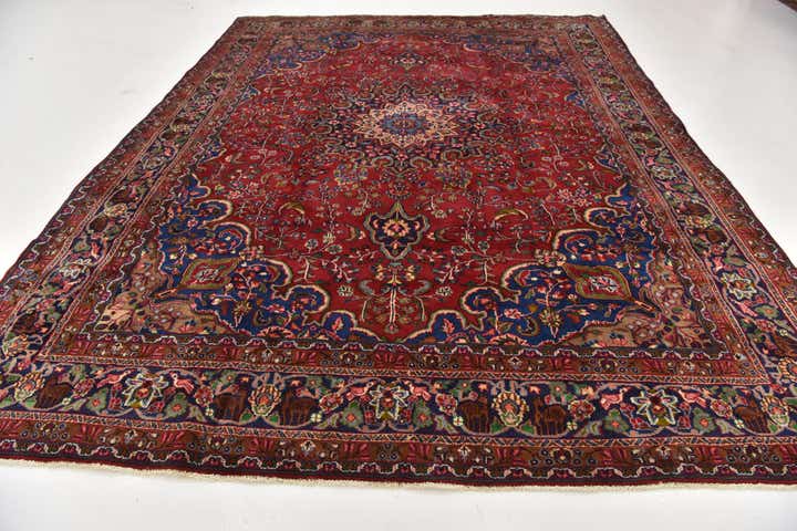 9' 8 x 12' 5 Hand Knotted Mashad Persian Wool Rug