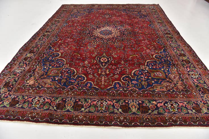 Detail image of 9' 8 x 12' 5 Hand Knotted Mashad Persian Wool Rug