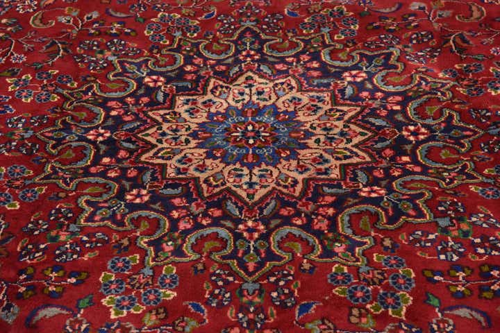9' 8 x 12' 5 Hand Knotted Mashad Persian Wool Rug