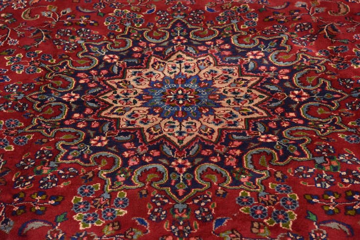 Detail image of 9' 8 x 12' 5 Hand Knotted Mashad Persian Wool Rug
