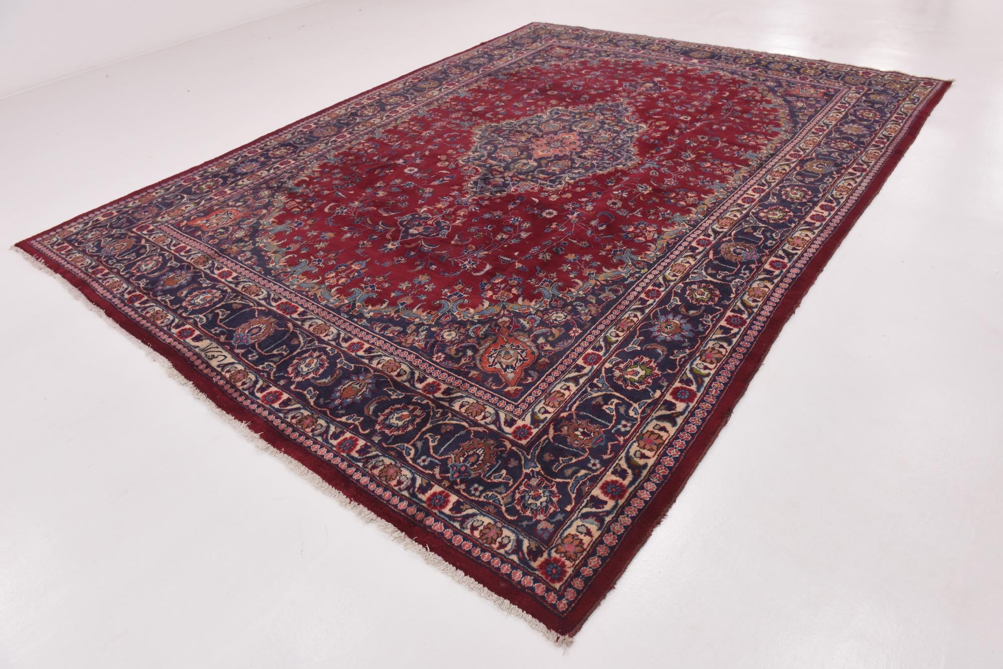 9' 7 x 13' Hand Knotted Mashad Persian Wool Rug
