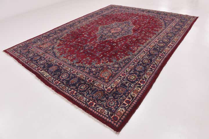 9' 7 x 13' Hand Knotted Mashad Persian Wool Rug