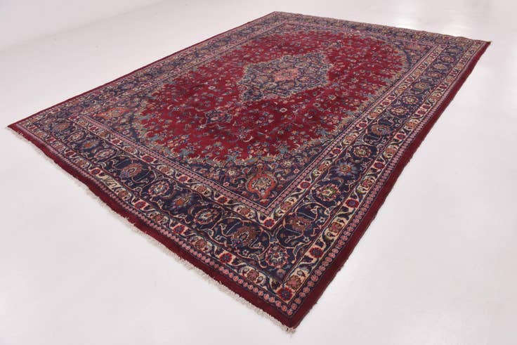 Detail image of 9' 7 x 13' Hand Knotted Mashad Persian Wool Rug