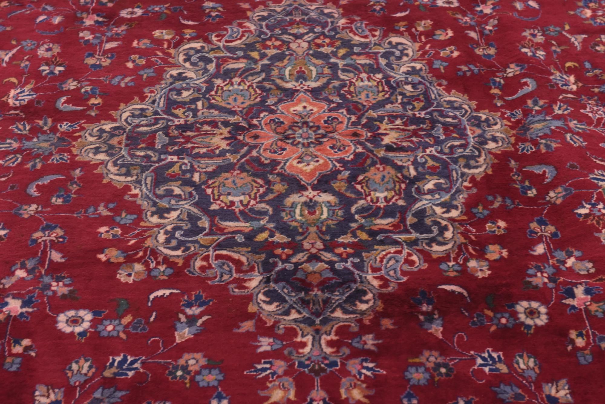 9' 7 x 13' Hand Knotted Mashad Persian Wool Rug
