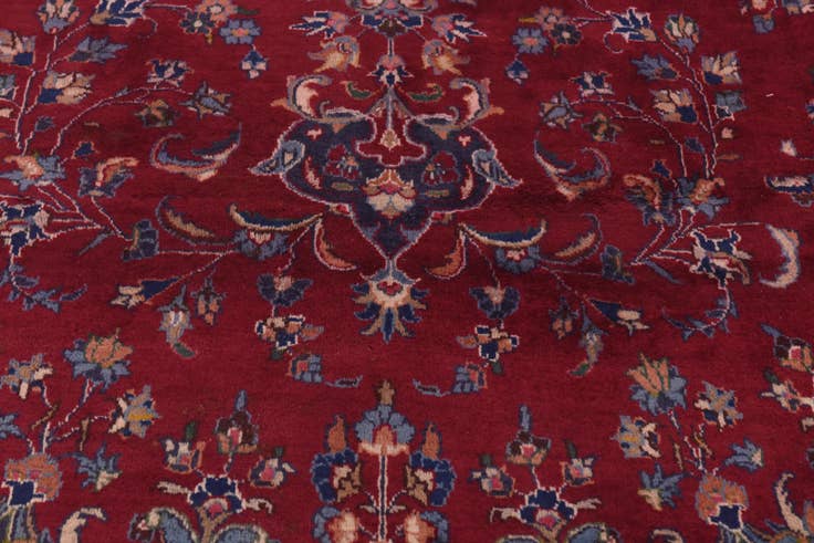 Detail image of 9' 7 x 13' Hand Knotted Mashad Persian Wool Rug