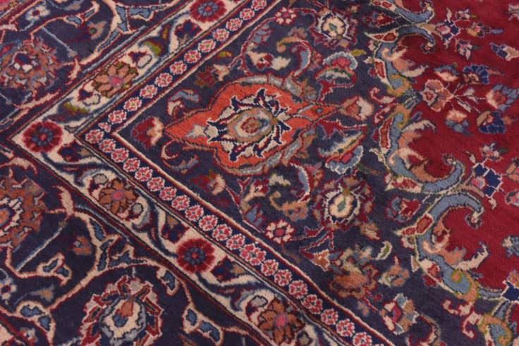 Detail image of 9' 7 x 13' Hand Knotted Mashad Persian Wool Rug