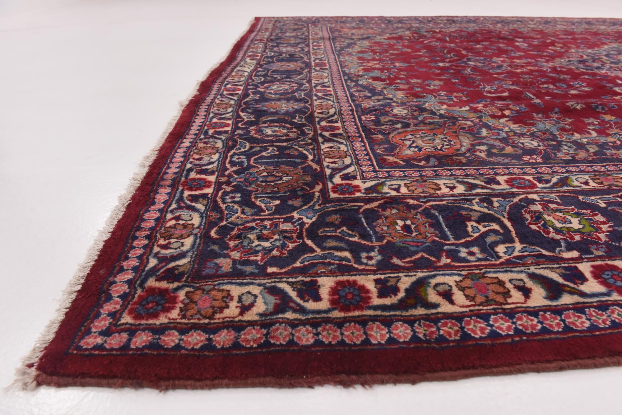 9' 7 x 13' Hand Knotted Mashad Persian Wool Rug