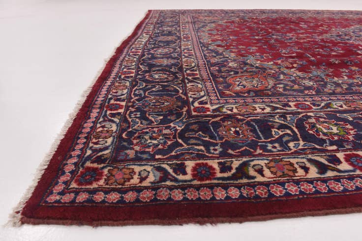 Detail image of 9' 7 x 13' Hand Knotted Mashad Persian Wool Rug