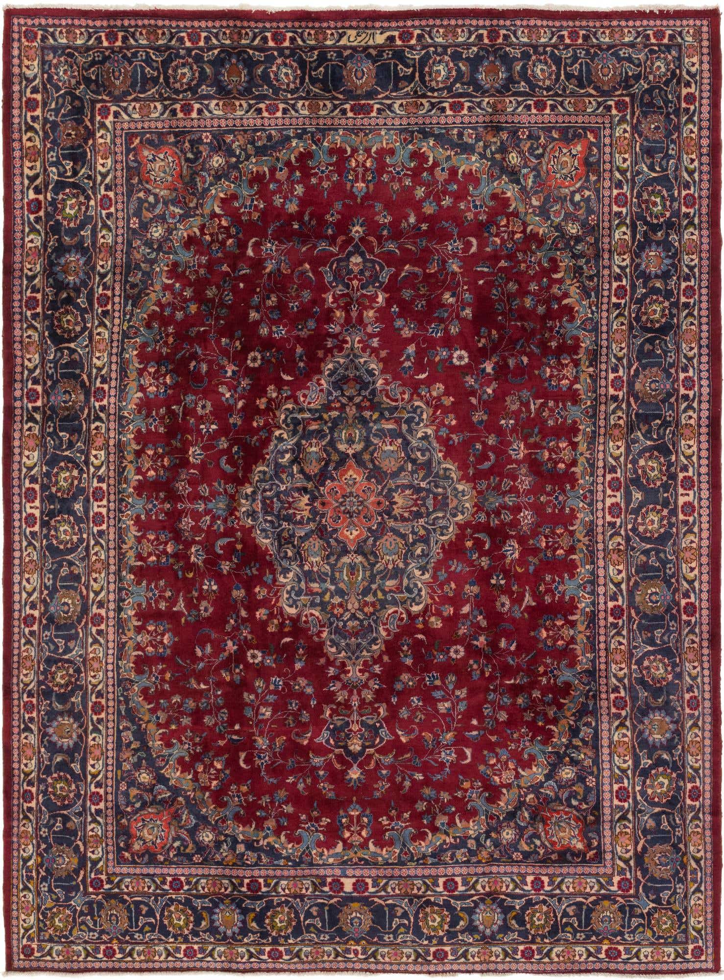 9' 7 x 13' Hand Knotted Mashad Persian Wool Rug