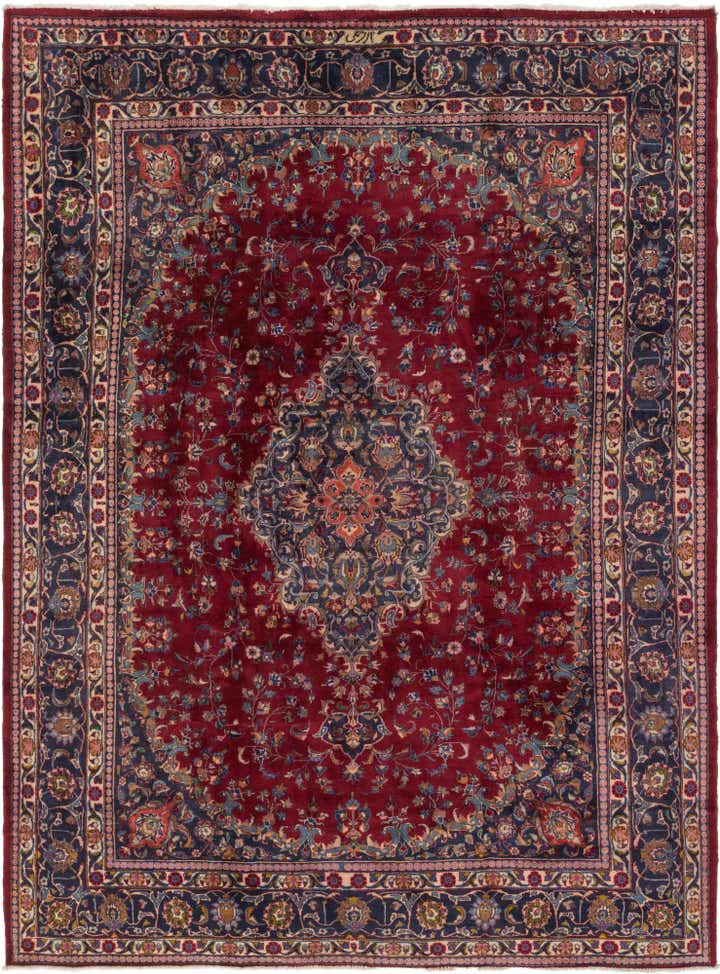 9' 7 x 13' Hand Knotted Mashad Persian Wool Rug