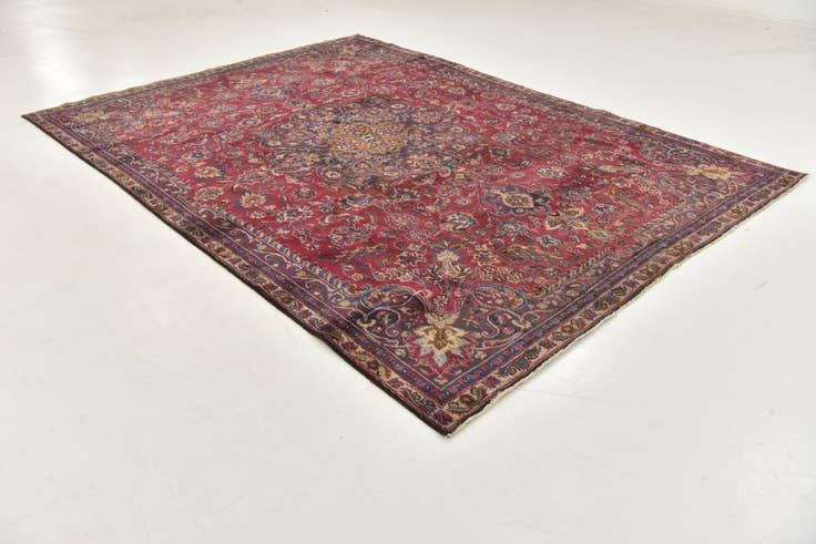 Detail image of 7' 6 x 10' 4 Hand Knotted Mashad Persian Wool Rug