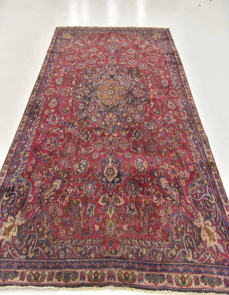 Detail image of 7' 6 x 10' 4 Hand Knotted Mashad Persian Wool Rug