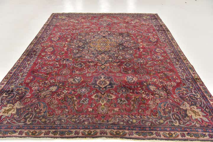 7' 6 x 10' 4 Hand Knotted Mashad Persian Wool Rug