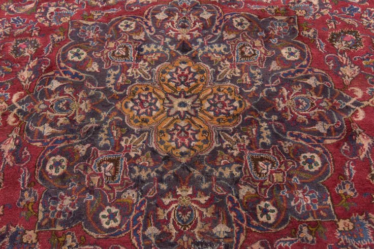 Detail image of 7' 6 x 10' 4 Hand Knotted Mashad Persian Wool Rug