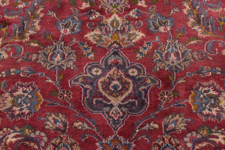 Detail image of 7' 6 x 10' 4 Hand Knotted Mashad Persian Wool Rug